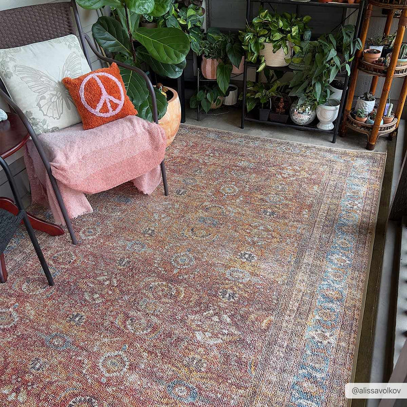 Anshu Peach Washable Area Rug by Hauteloom