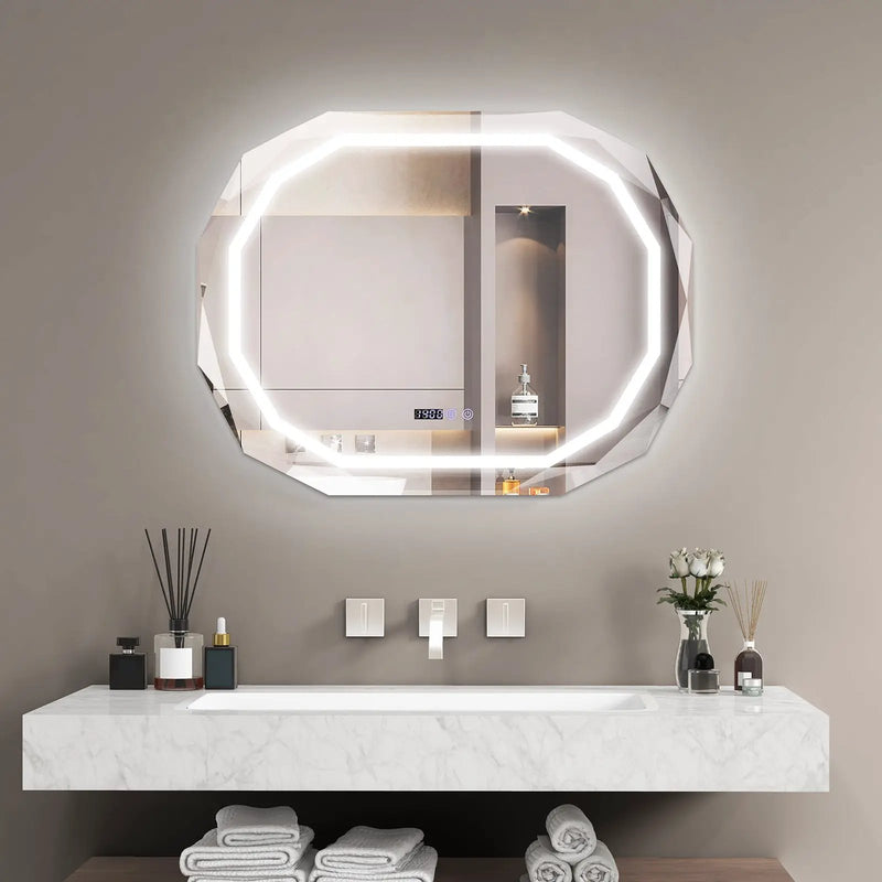 Anti-Fog Bathroom Mirror with 3 Color LED Light Memory Function by DirectDeals