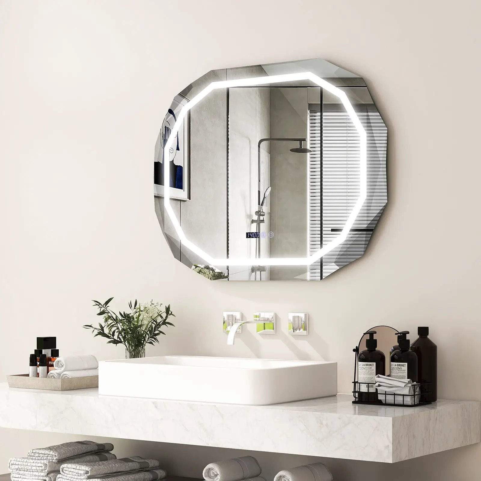 Anti-Fog Bathroom Mirror with 3 Color LED Light Memory Function by DirectDeals