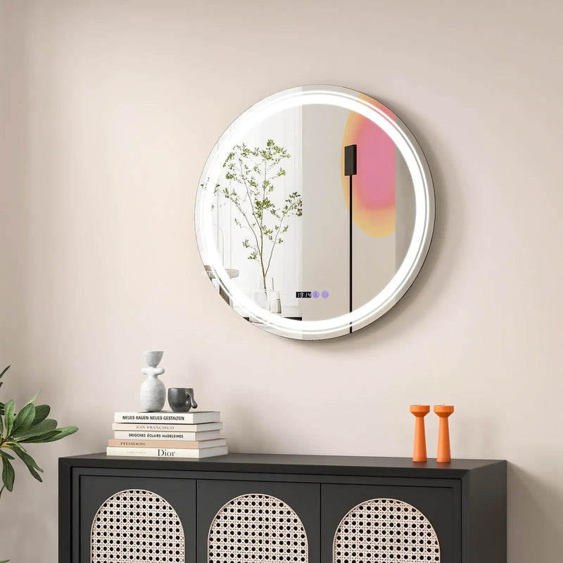Anti-Fog Round Led Bathroom Mirror with 3 Color LED Lights by DirectDeals