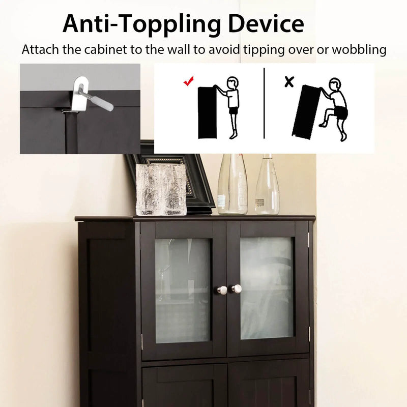 Bathroom Floor Storage Locker Kitchen Cabinet with Doors and Adjustable Shelf by DirectDeals