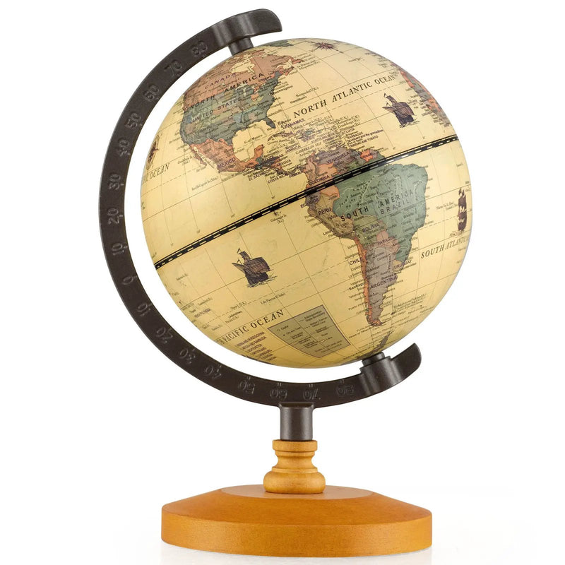 Antique Globe Dia 5.5 Inch Mini Rotating World Globe with Wooden Base-Brozen by DirectDeals