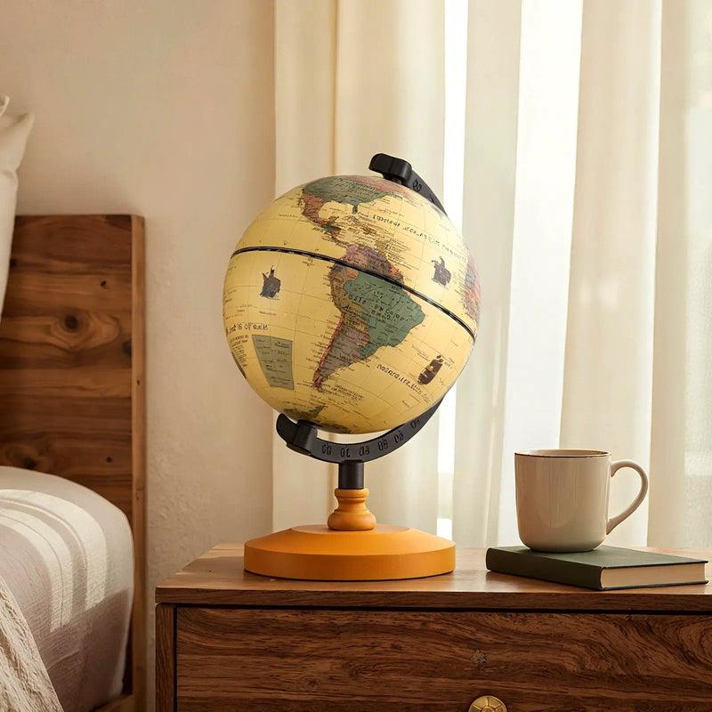 Antique Globe Dia 5.5 Inch Mini Rotating World Globe with Wooden Base-Brozen by DirectDeals