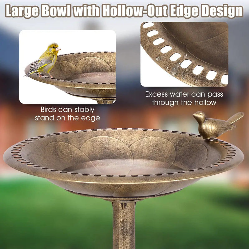 Antique Gold Freestanding Pedestal Bird Bath Feeder by DirectDeals