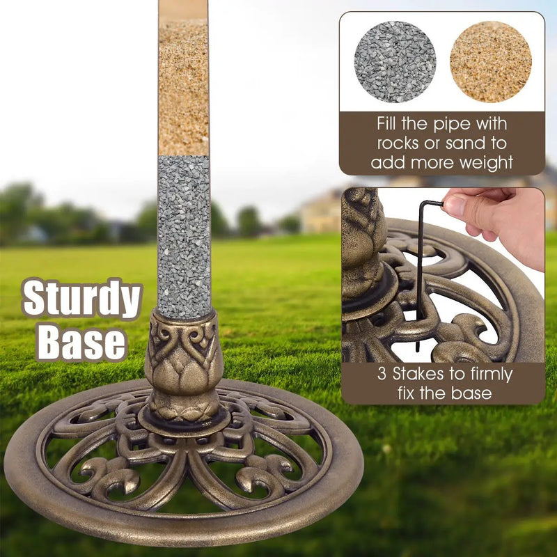 Antique Gold Freestanding Pedestal Bird Bath Feeder by DirectDeals