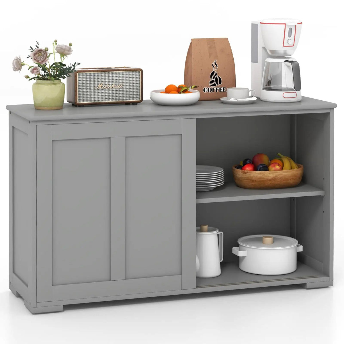 Kitchen Storage Cabinet with Wood Sliding Door, photo 10 of 11