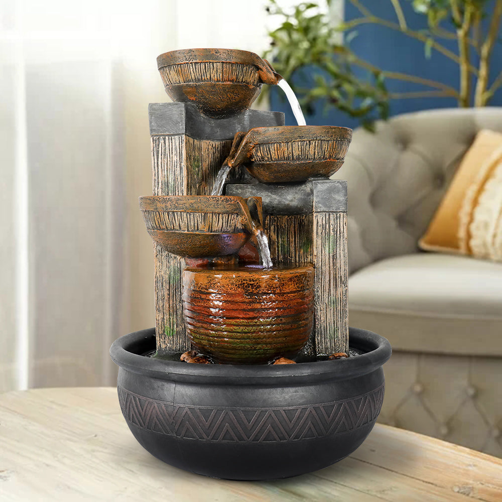 Resin Terracotta 5 Tier Tabletop Fountain 15 Inch LED, photo 2 of 9