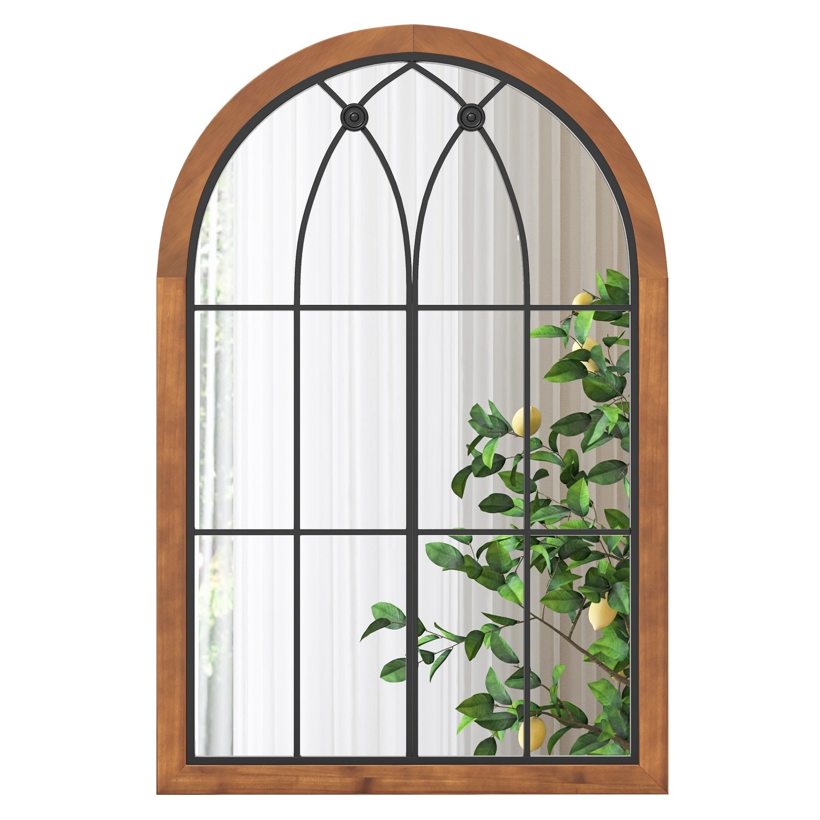 Arched Window Finished Mirror with Back Board-Natural by DirectDeals