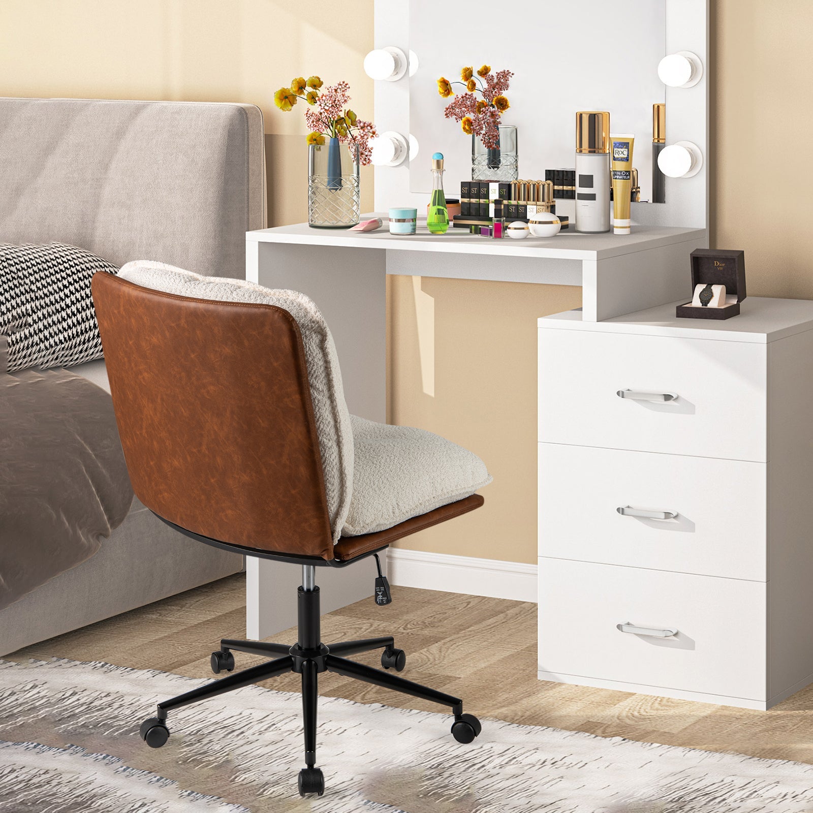 Armless Home Office Chair with Rocking Backrest by DirectDeals