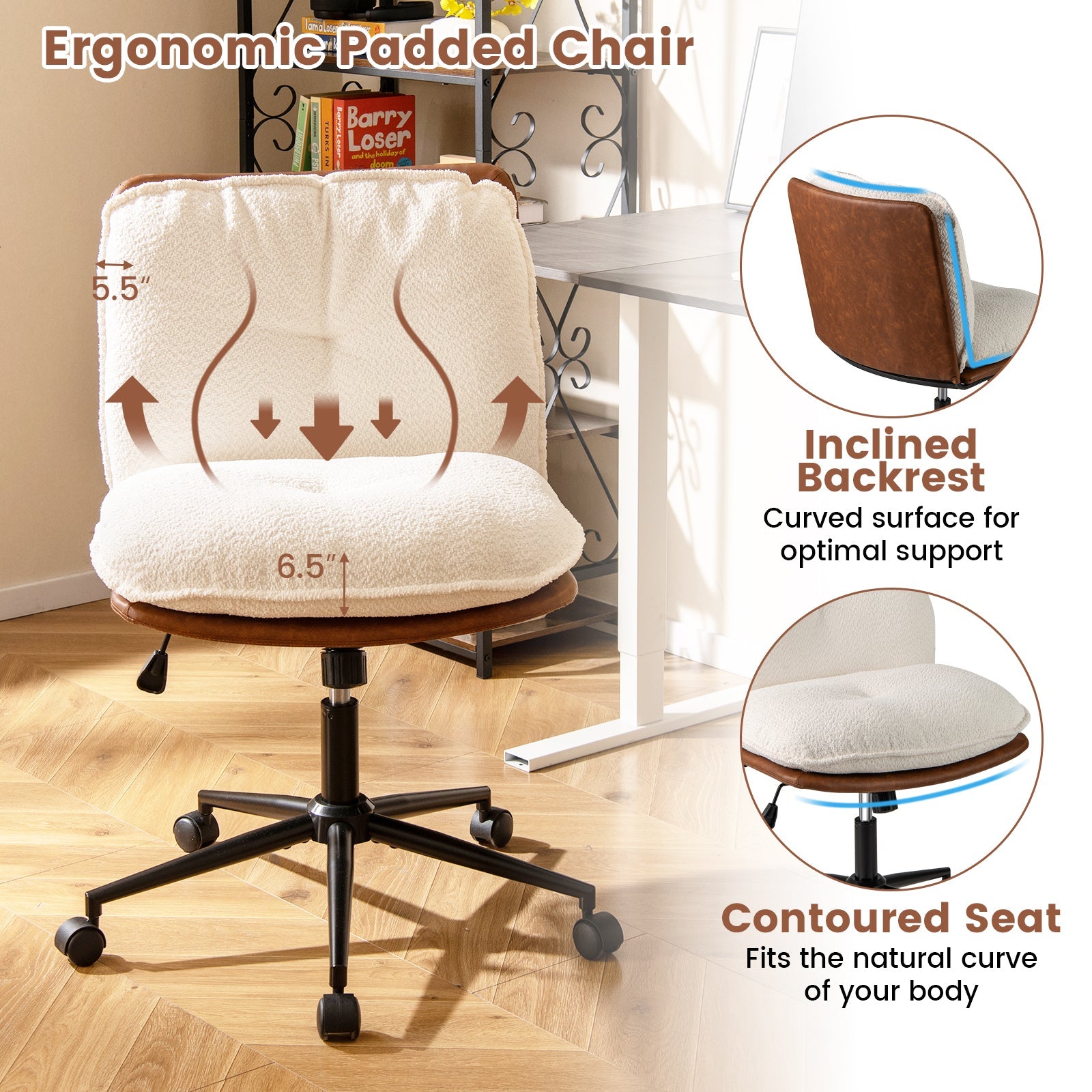 Armless Home Office Chair with Rocking Backrest by DirectDeals