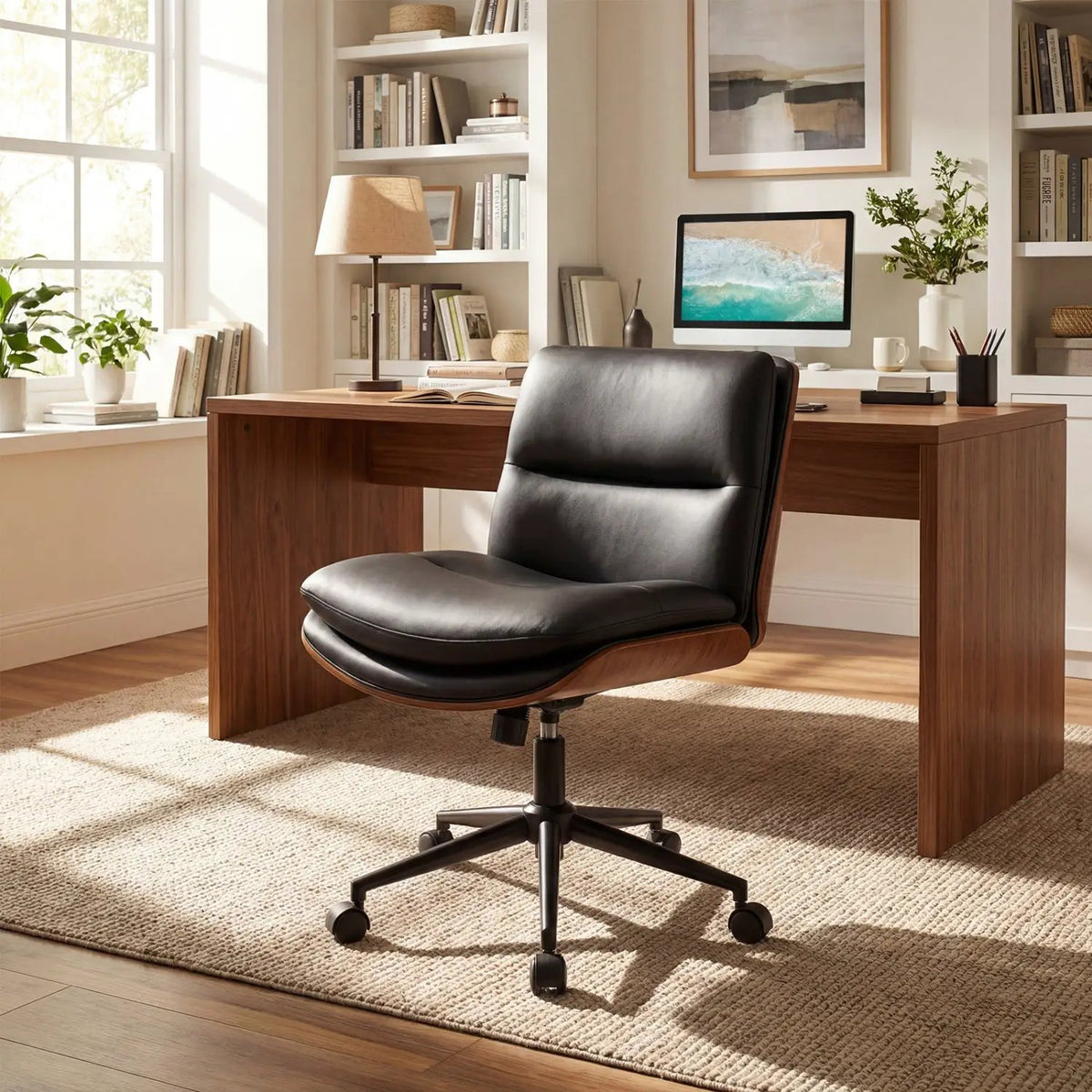 Armless Office Chair with Curved Backrest and Padded Seat, photo 10 of 16
