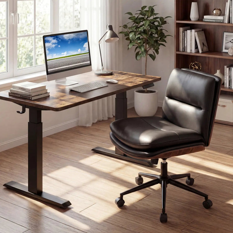 Armless Office Chair with Curved Backrest and Padded Seat by DirectDeals
