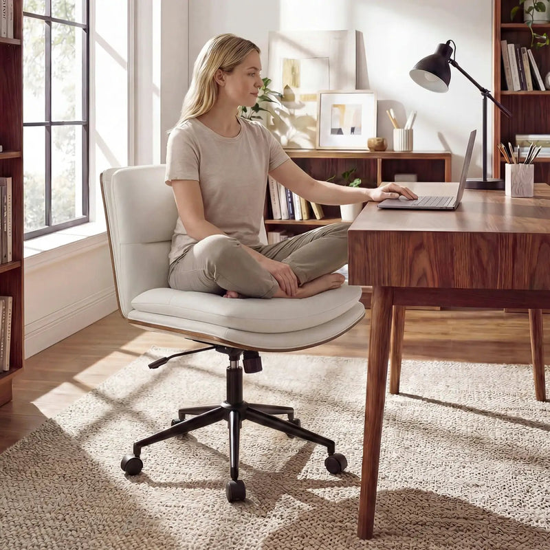 Armless Office Chair with Curved Backrest and Padded Seat by DirectDeals