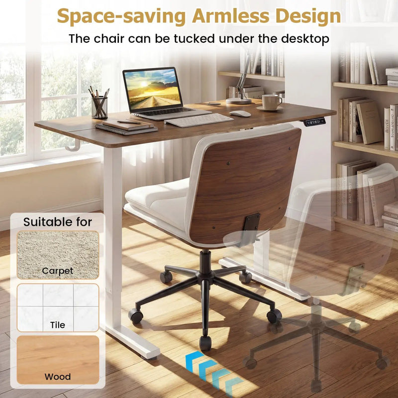 Armless Office Chair with Curved Backrest and Padded Seat by DirectDeals