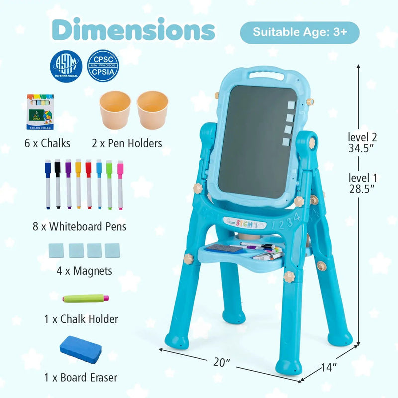 Kids Art Easel with Adjustable Height & 22 Accessories by DirectDeals