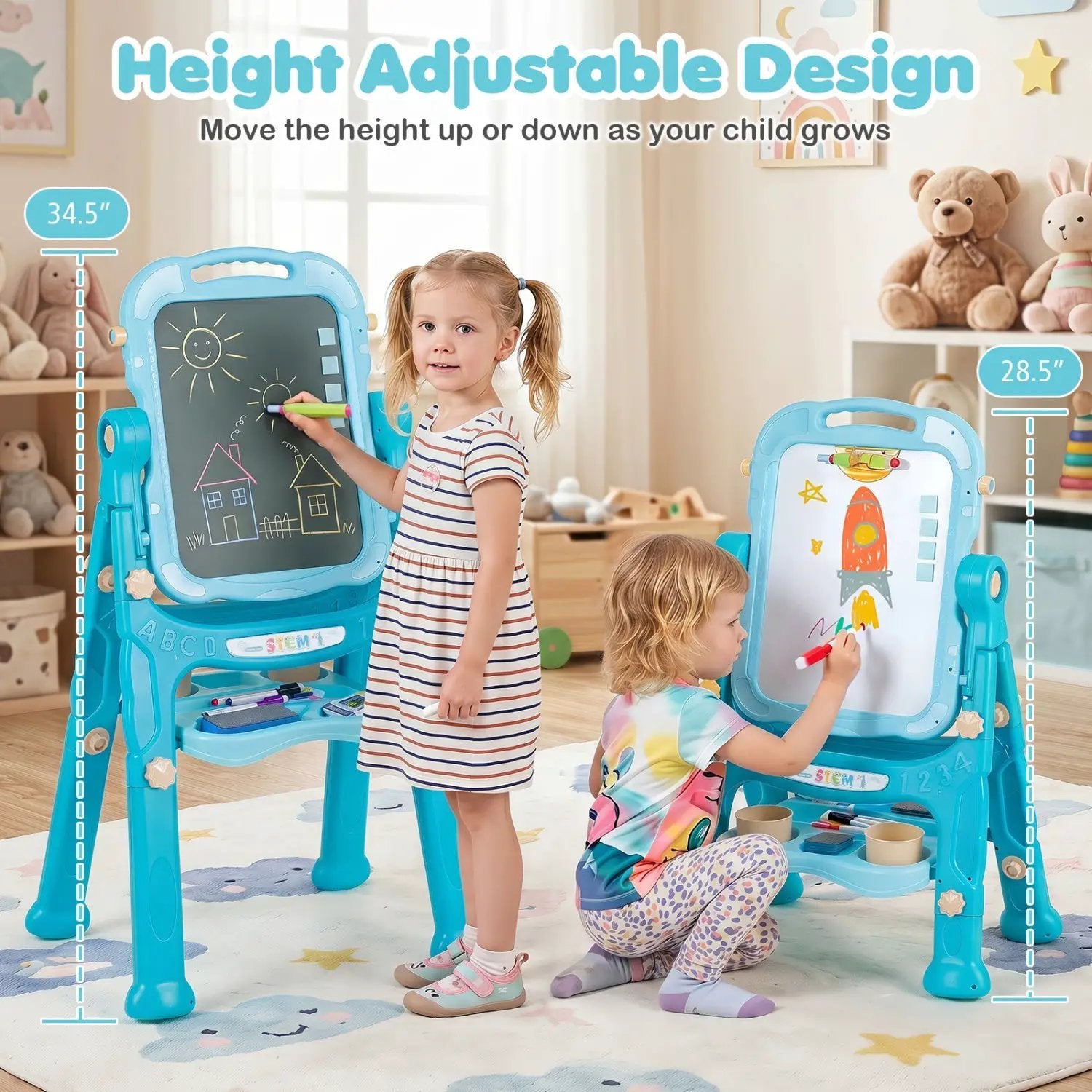 Kids Art Easel with Adjustable Height & 22 Accessories by DirectDeals