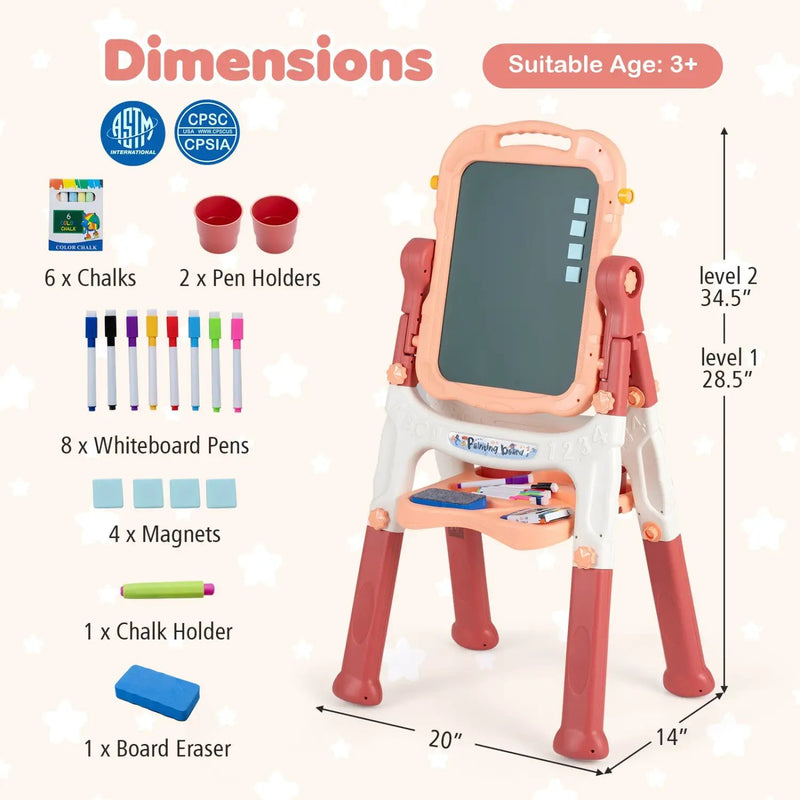 Kids Art Easel with Adjustable Height & 22 Accessories by DirectDeals