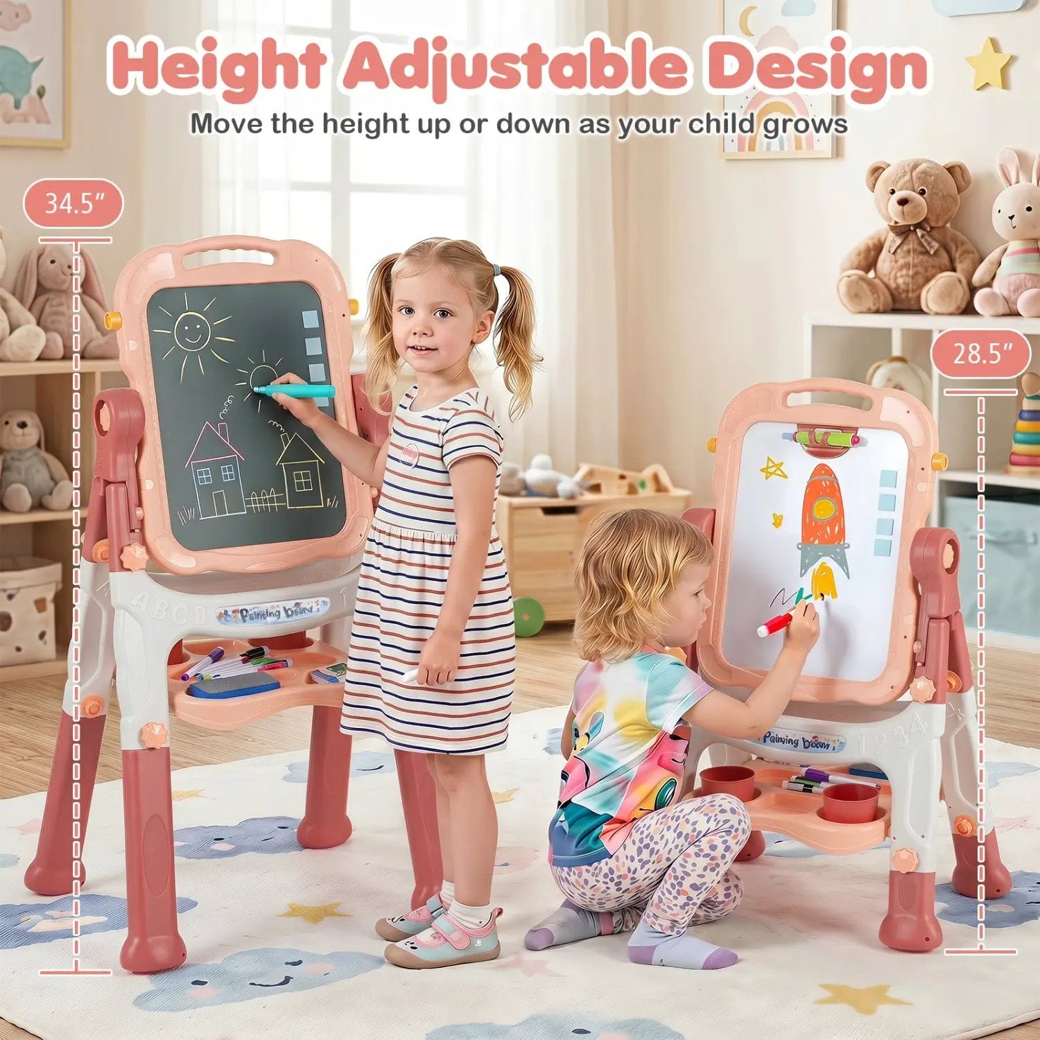 Kids Art Easel with Adjustable Height & 22 Accessories by DirectDeals
