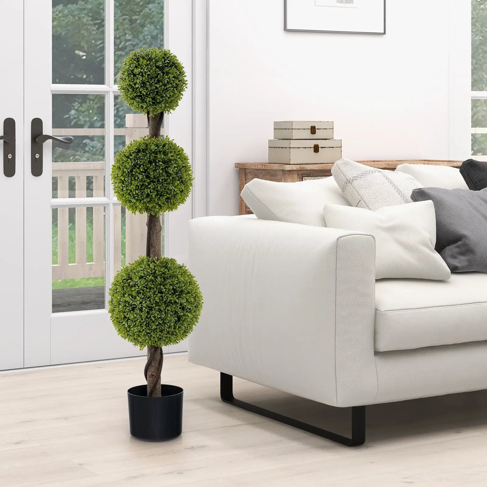 4 FT Artificial Ball Shape Bush Tree with Lush PE leaves and Trunk by DirectDeals