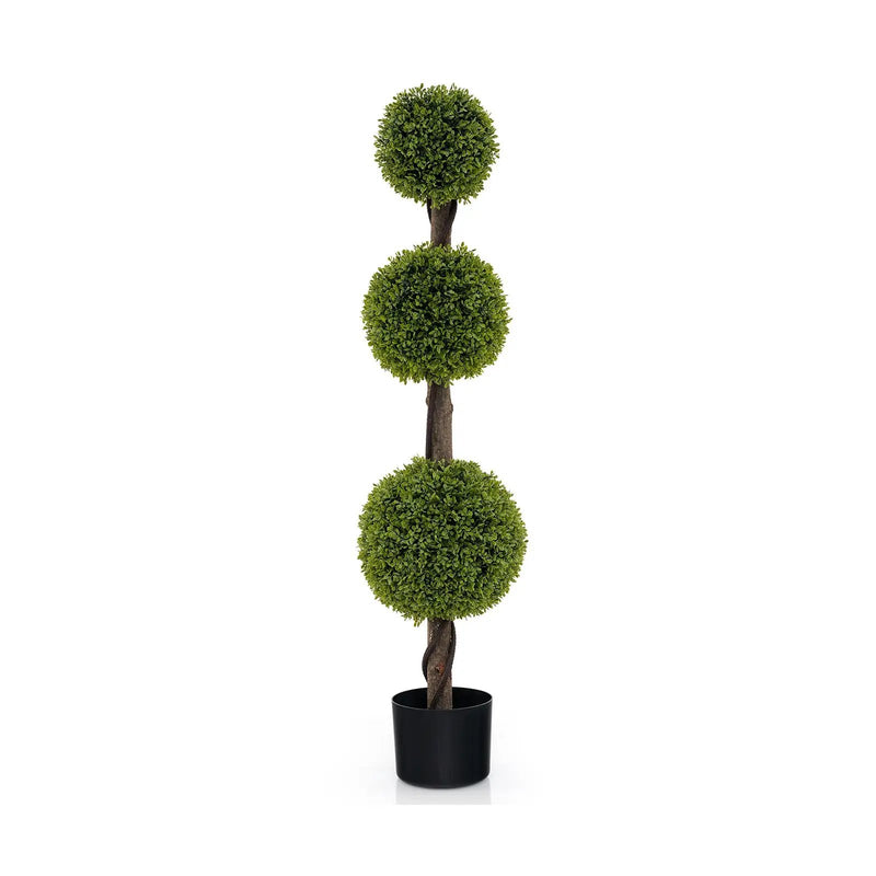 4 FT Artificial Ball Shape Bush Tree with Lush PE leaves and Trunk by DirectDeals