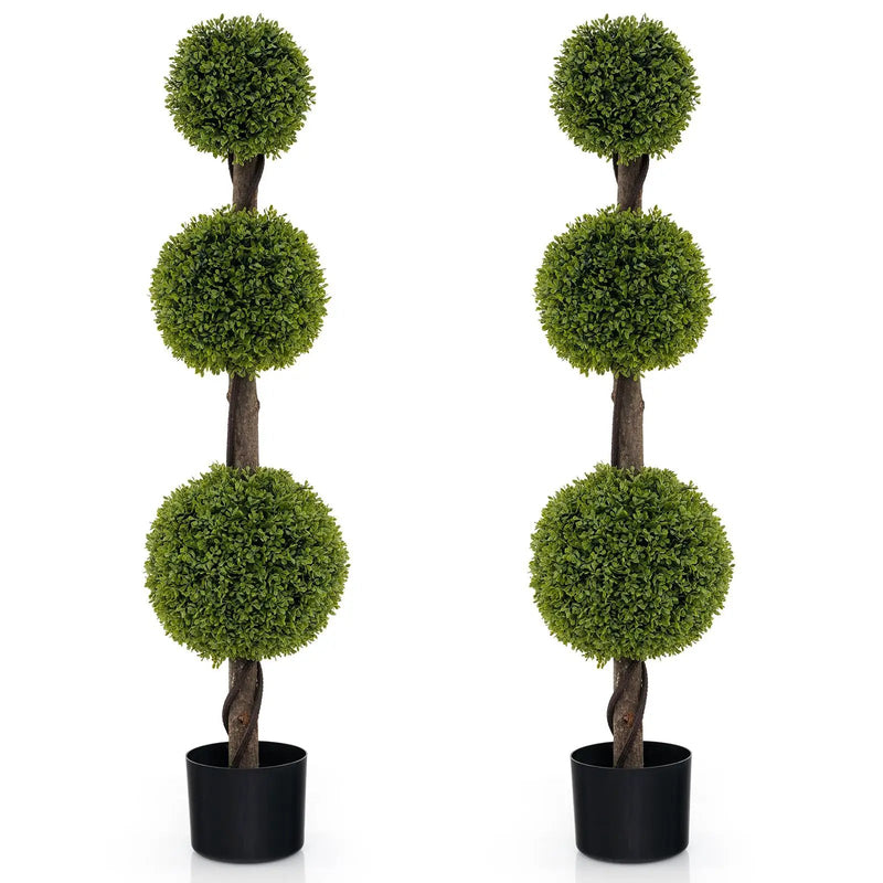 4 FT Artificial Ball Shape Bush Tree with Lush PE leaves and Trunk by DirectDeals