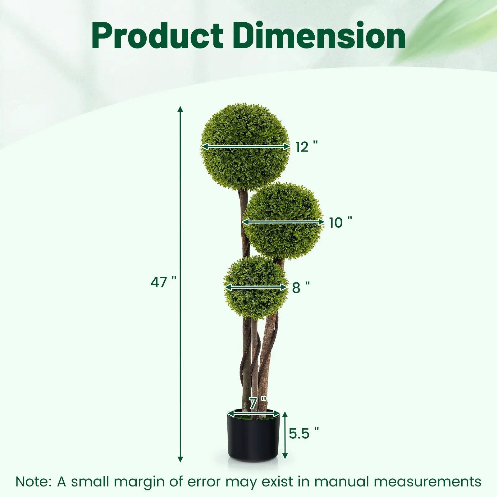 4 FT Artificial Boxwood Topiary Ball Tree in Weighted Pot with Triple Ball by DirectDeals