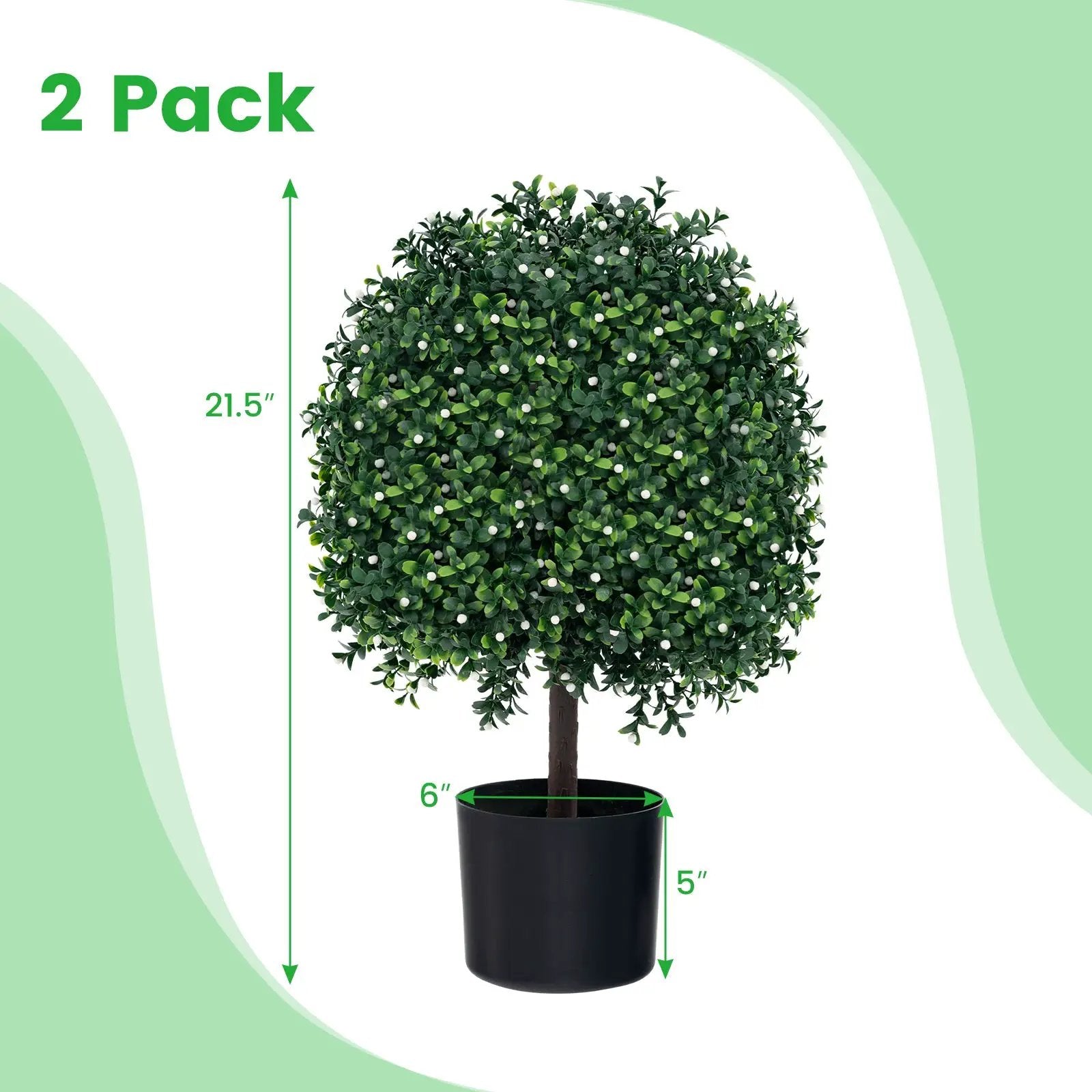 Artificial Boxwood Topiary Ball Tree Faux Bushes Ball Plants with UV Rated Leaves by DirectDeals