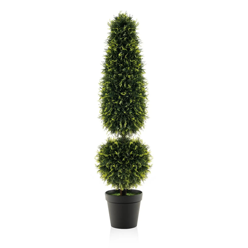 4 Feet Artificial Boxwood Topiary Tree with Natural Vines and PE Leaves-Green by DirectDeals