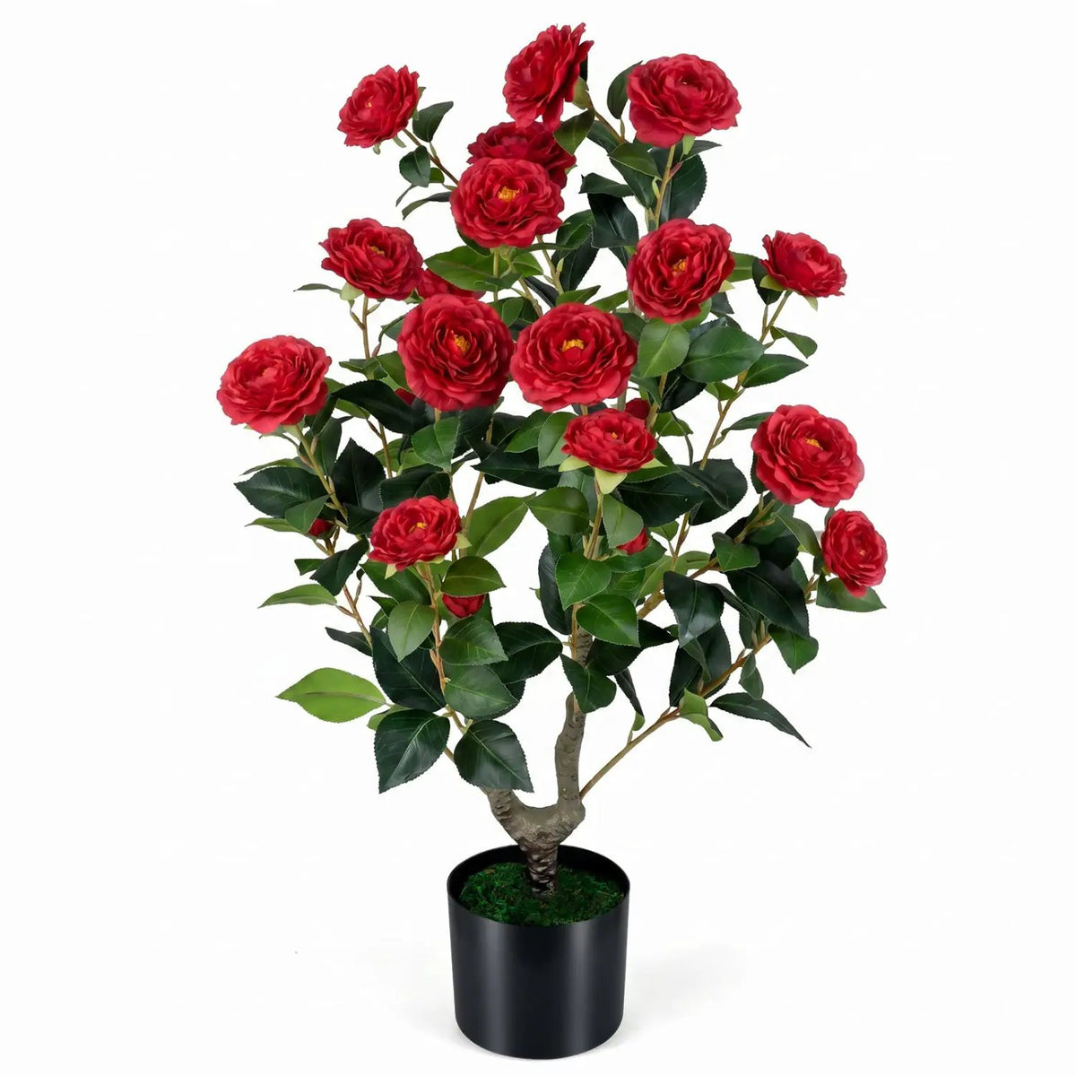 Artificial Camellia Tree in Cement Pot 35.5" Faux Flower Plant, photo 11 of 16