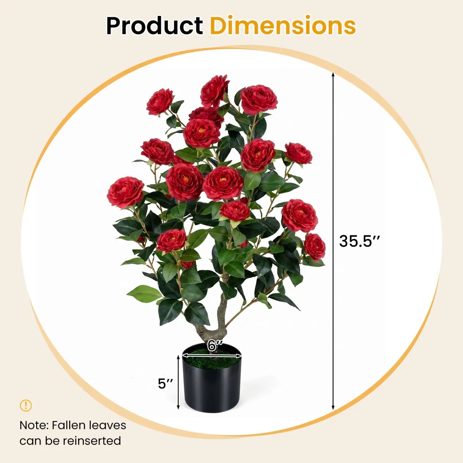 Artificial Camellia Tree in Cement Pot 35.5" Faux Flower Plant by DirectDeals