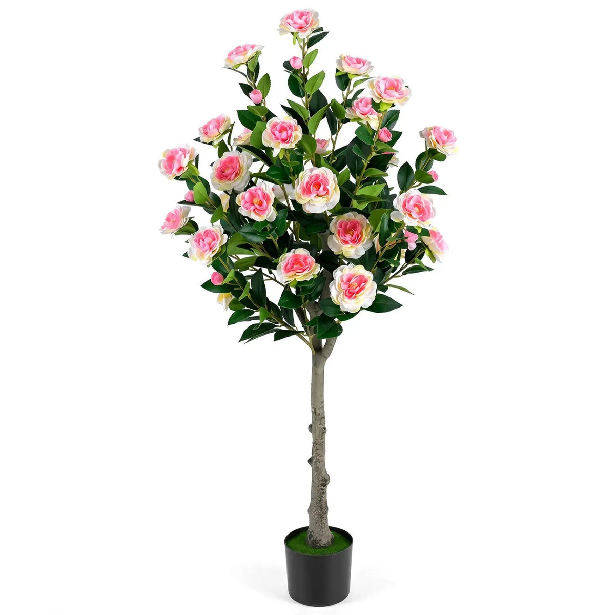 Artificial Camellia Tree with 27 Blossoms in Cement Pot, photo 10 of 16