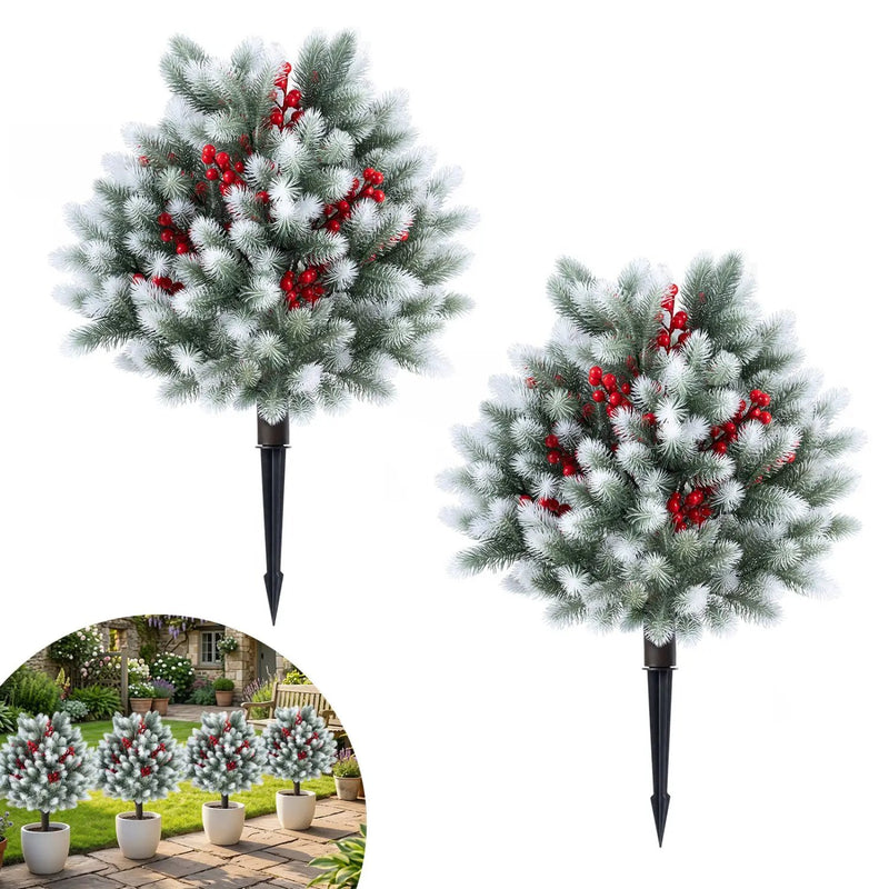 Artificial Cedar Topiary Trees with Ground Spikes, Set of 2 by DirectDeals
