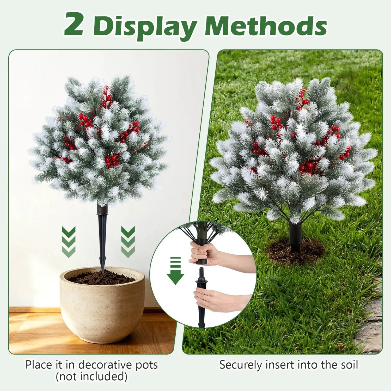 Artificial Cedar Topiary Trees with Ground Spikes, Set of 2 by DirectDeals