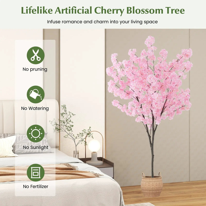6.5 FT Tall Artificial Cherry Blossom Tree with 900 Pink Flowers by DirectDeals