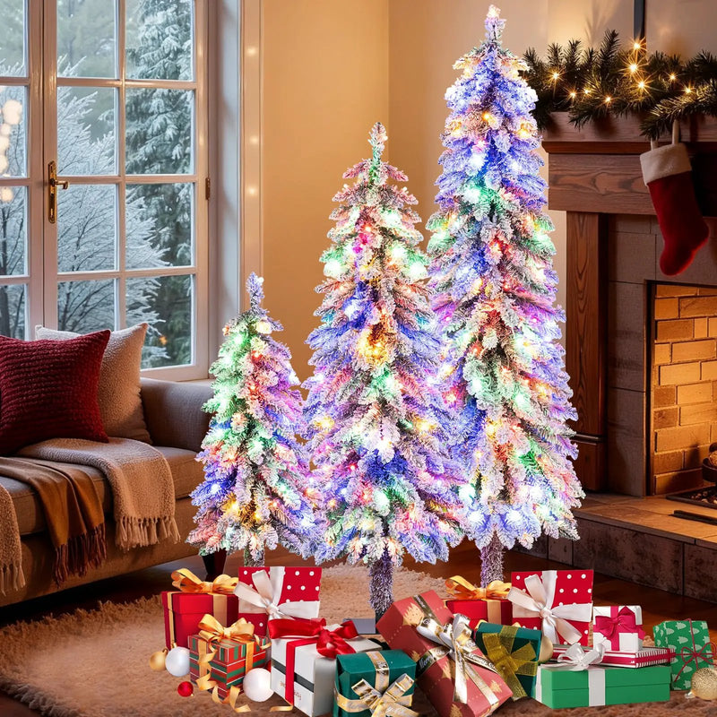 Artificial Christmas Tree Set of 3 with Snow-flocked Branch Tips by DirectDeals