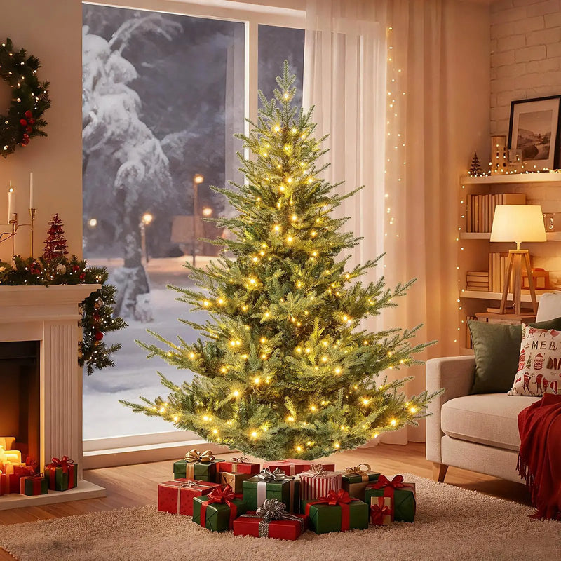 Artificial Christmas Tree with Branch Tips and Warm White LED Lights by DirectDeals