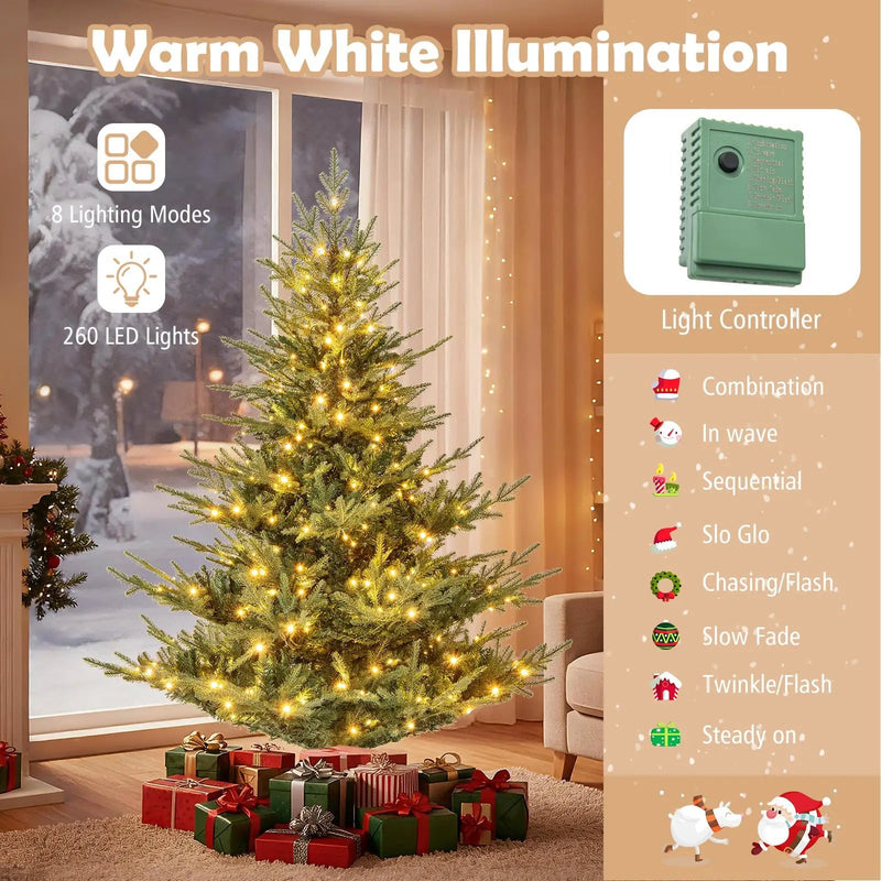 Artificial Christmas Tree with Branch Tips and Warm White LED Lights by DirectDeals