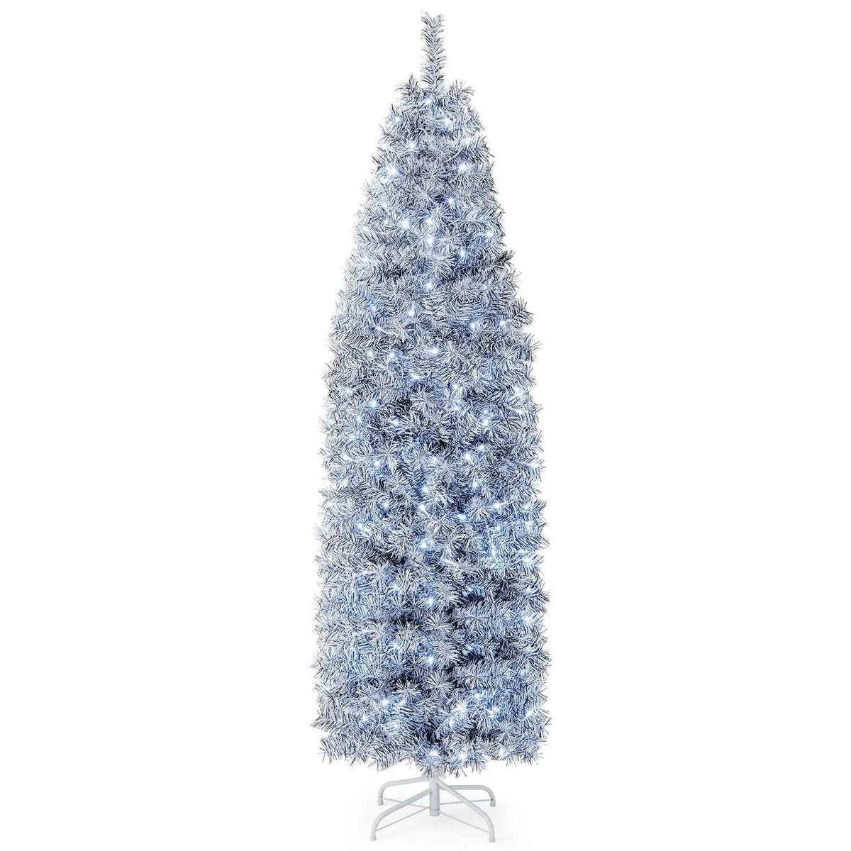 6 FT Pre-Lit Artificial Christmas Tree with 250 Cool-White LED Lights Black and White, photo 6 of 16