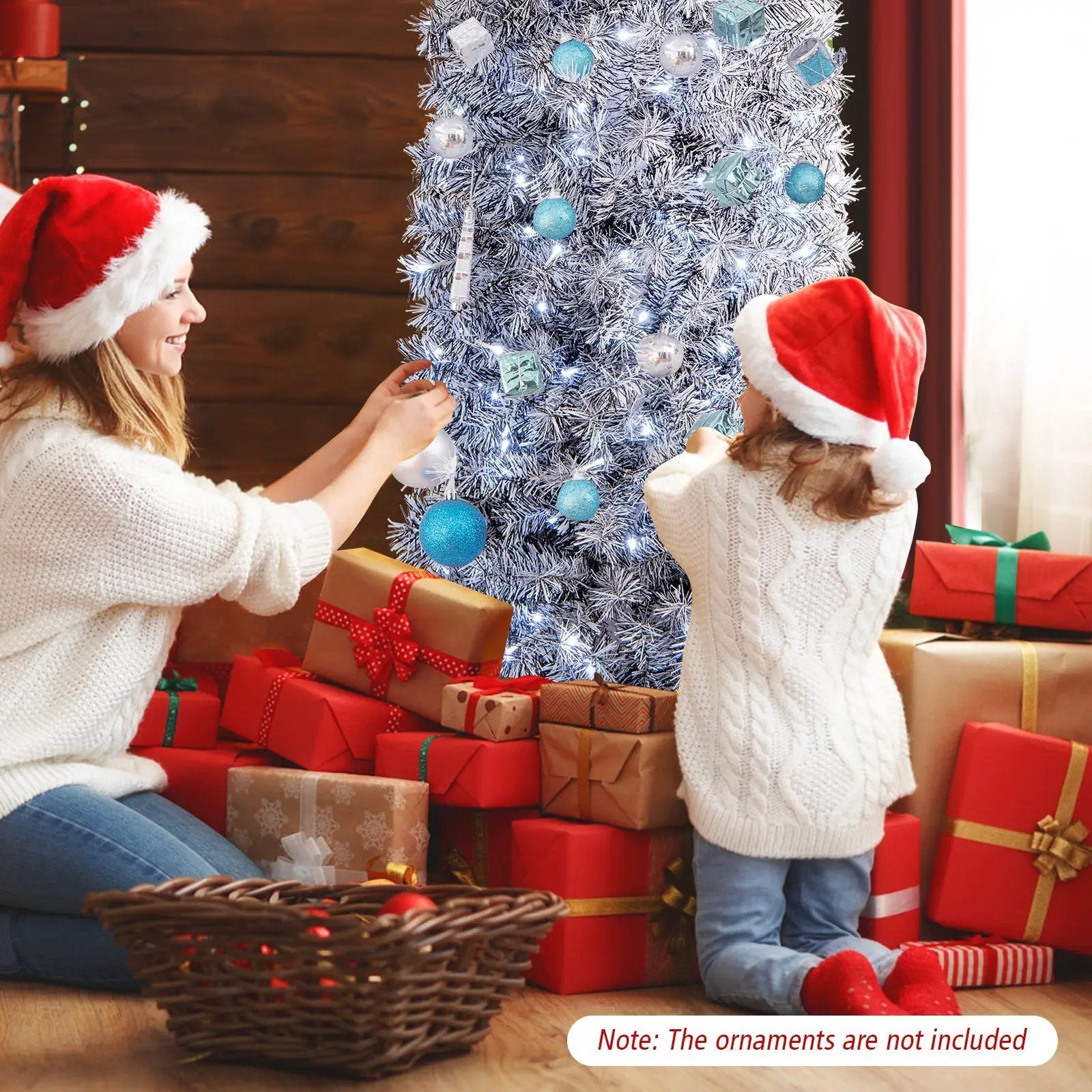 6 FT Pre-Lit Artificial Christmas Tree with 250 Cool-White LED Lights Black and White by DirectDeals