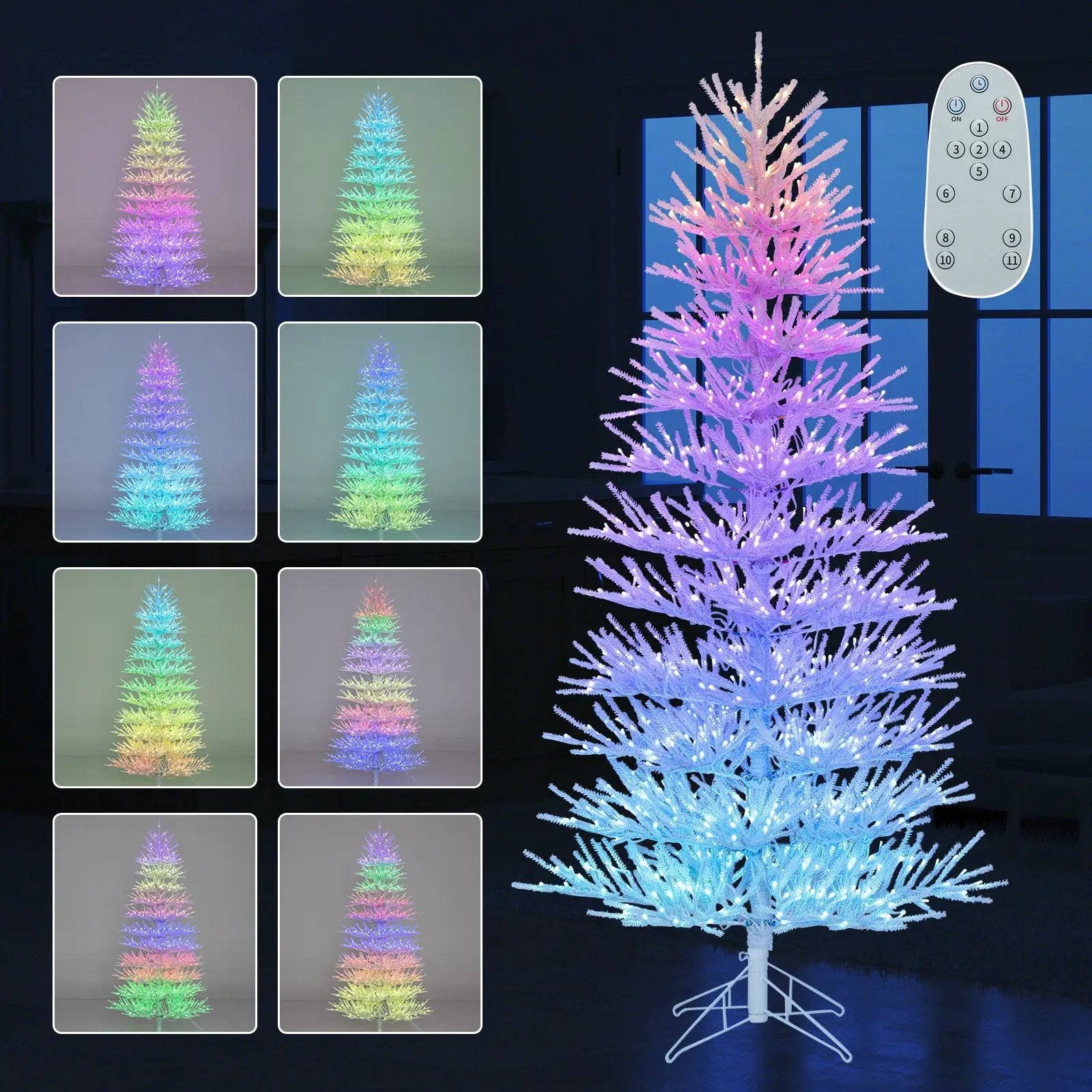 7 FT Artificial Pre-lit Christmas Tree Hinged Xmas Tree with 820 Coral-like Branch Tips by DirectDeals