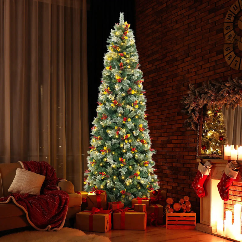 5/7.5/9 FT Pre-Lit Artificial Christmas Tree with 453/1096/1416 PVC and Pine Needles by DirectDeals