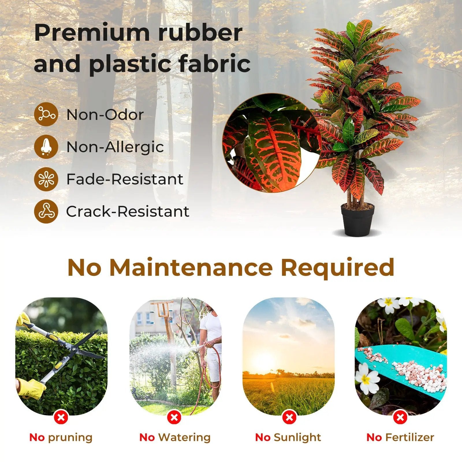 Artificial Croton Plant 40 Inch Tall Fake Croton Palm Tree with Colorful Variegated Leaves and Pot by DirectDeals