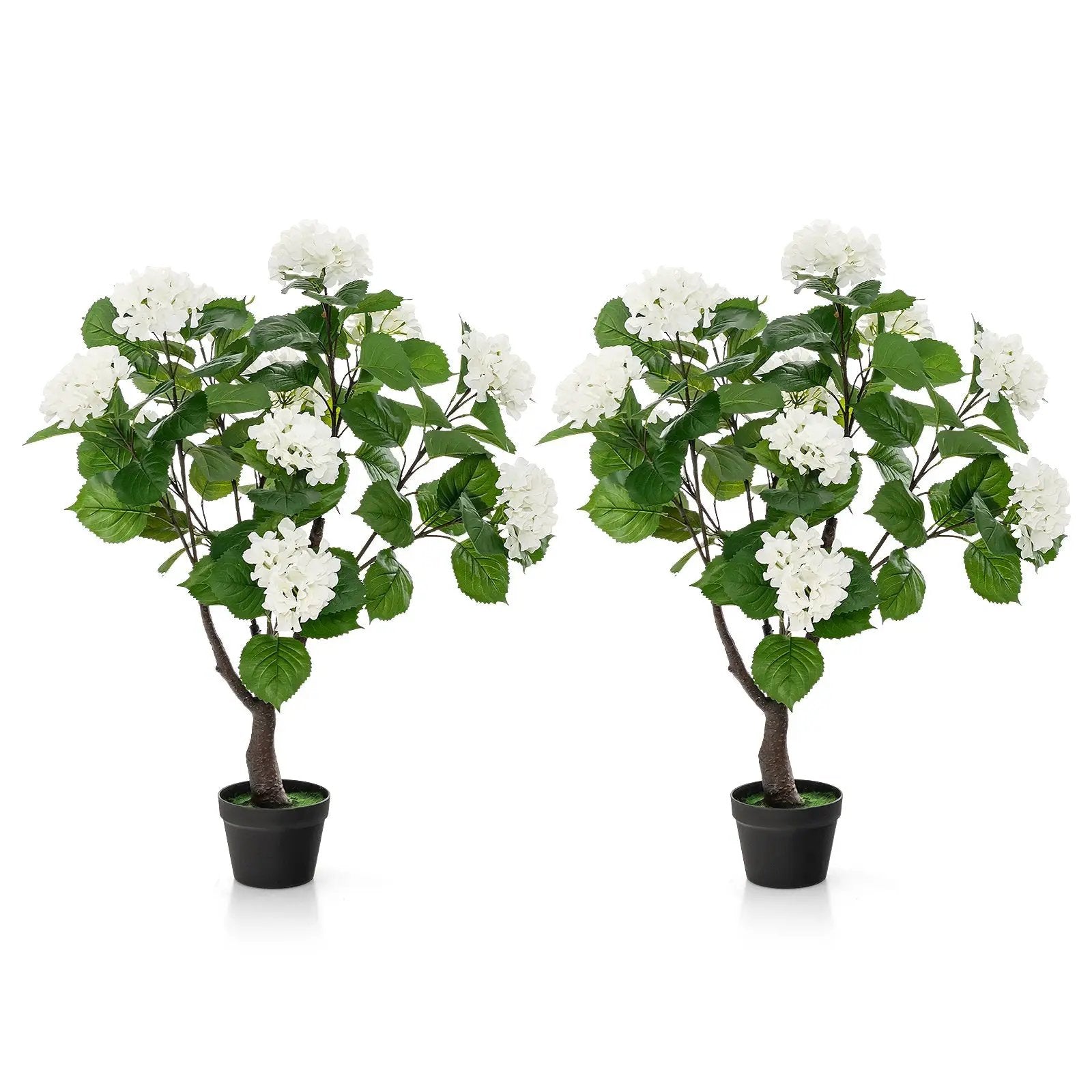 Artificial Hydrangea Tree Fake Floral Plant with 11 White Flowers-White by DirectDeals