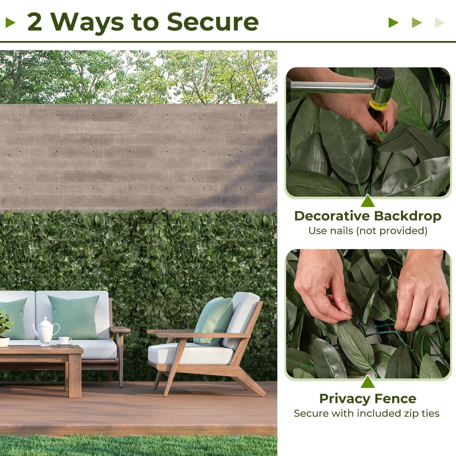 Artificial Lily Leaf Privacy Fence for Garden Yard Balcony Deck by DirectDeals