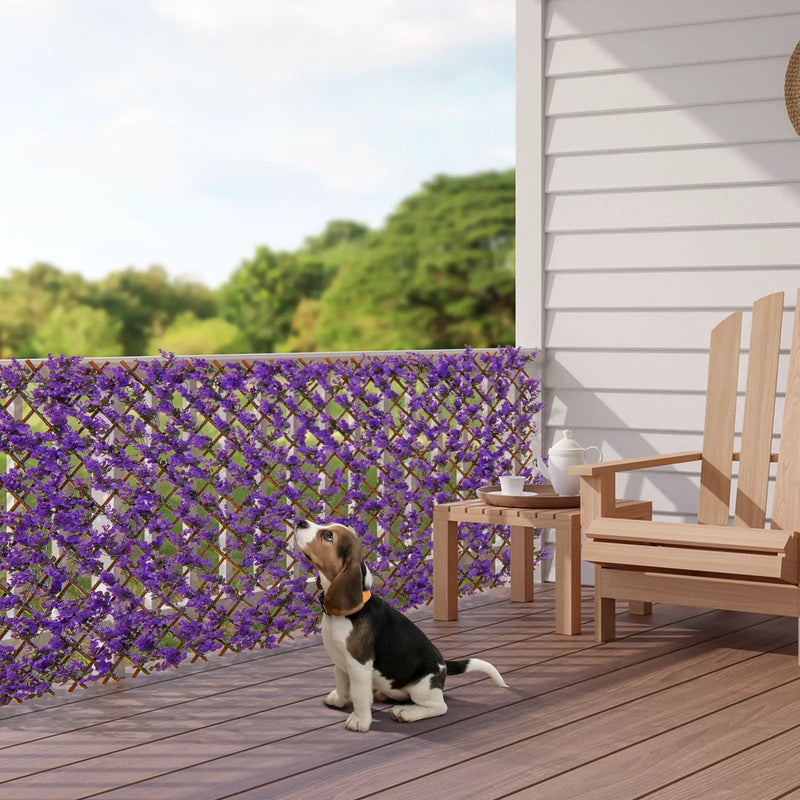 Decorative Faux Purple Eucalyptus Fencing Panel with Real Willow Frame for Balcony Patio by DirectDeals