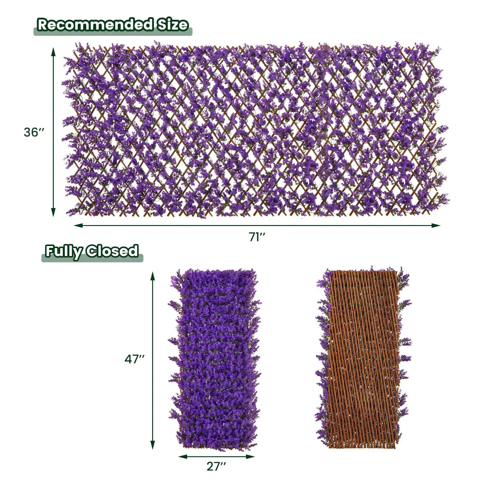 Decorative Faux Purple Eucalyptus Fencing Panel with Real Willow Frame for Balcony Patio by DirectDeals