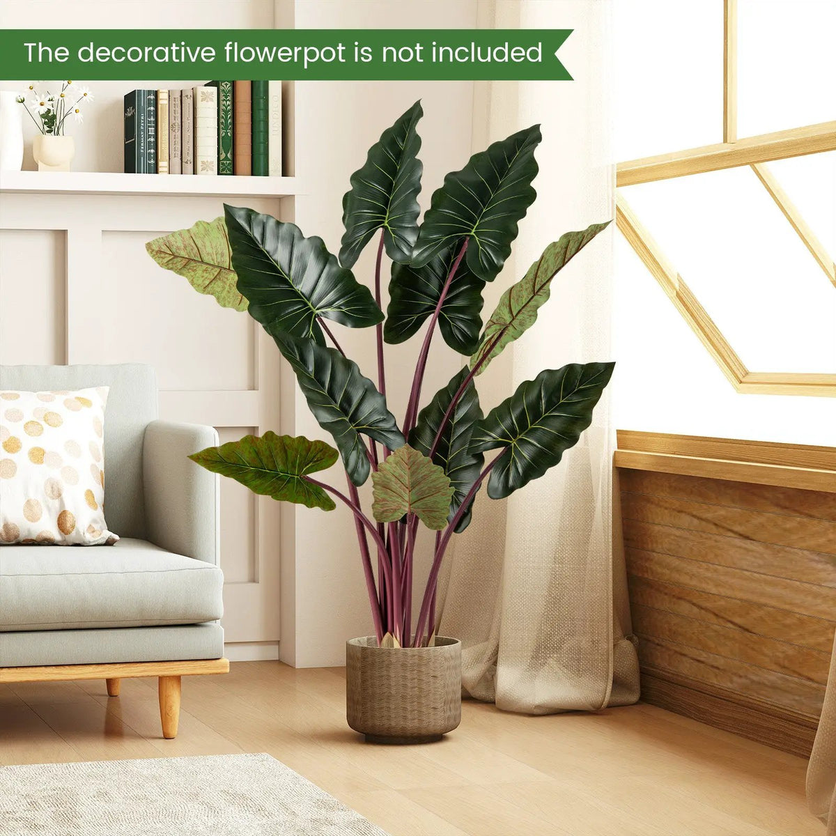 Artificial Rainbow Taro Tree 63" Tall with 11 Faux Leaves, photo 7 of 16