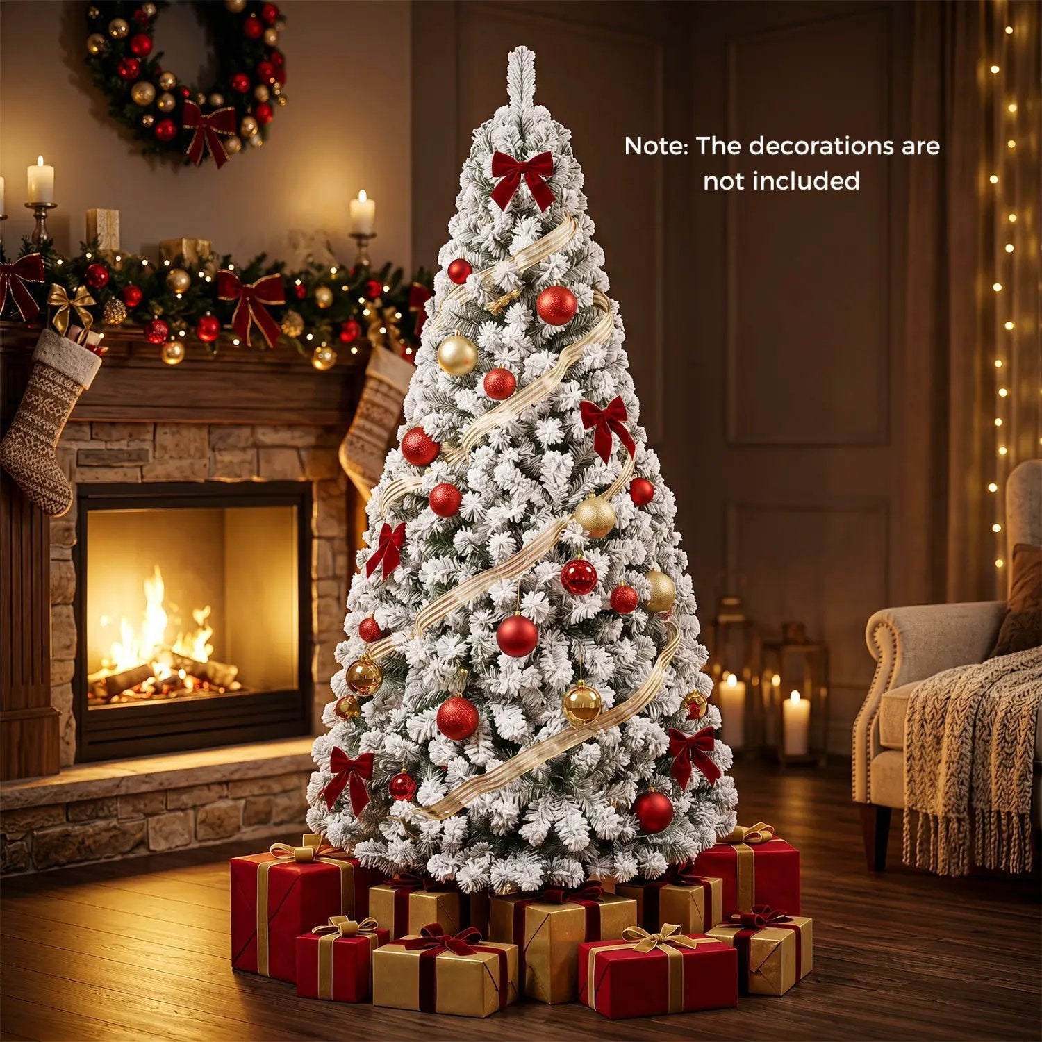 Snow-Flocked Artificial Christmas Tree 6 ft with Metal Stand by DirectDeals