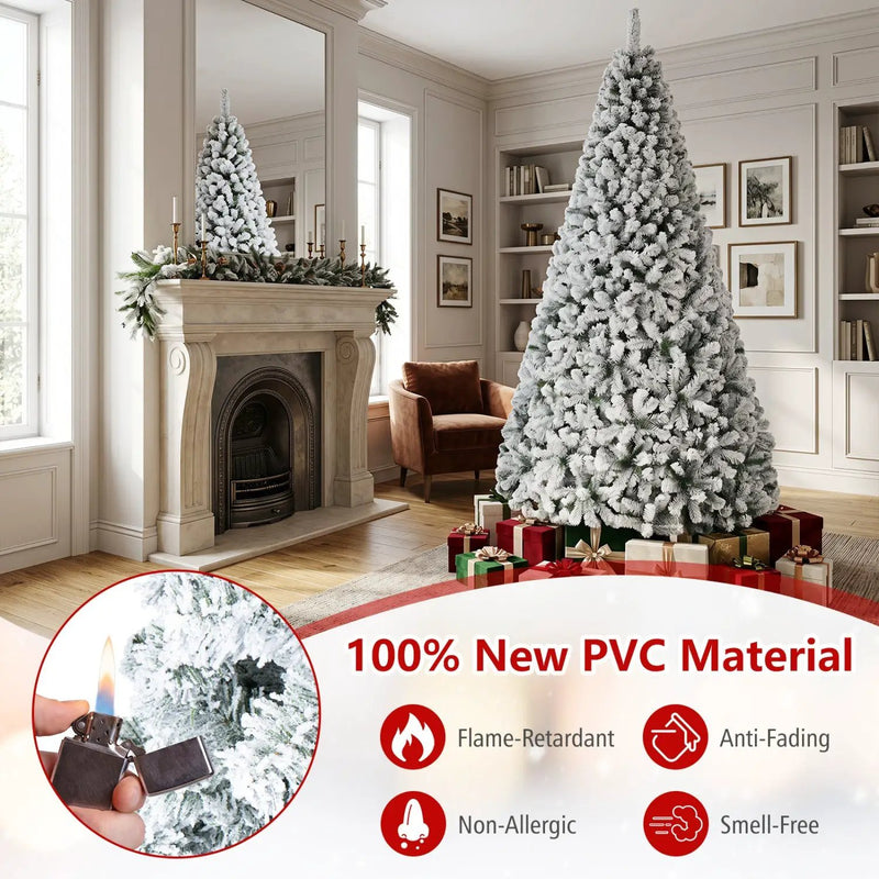 Snow-Flocked Artificial Christmas Tree 9 ft with Metal Stand by DirectDeals