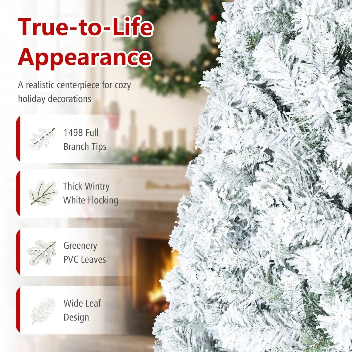 Snow-Flocked Artificial Christmas Tree 9 ft with Metal Stand by DirectDeals